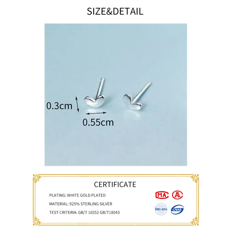 INZATT минималистичные милые серьги-гвоздики в виде маленького сердца, настоящее 925 пробы, серебро, для женщин, для помолвки, вечерние, модные ювелирные изделия, подарок