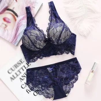 

Fashion Lace Hollow Out Bralette Underwear Panty Set Women Sexy Lady Push Up Bra Set