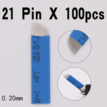 

100pcs 21 pin Eyebrow Tattoo Needles Lamina Tebori Microblading Needle Permanent Makeup Needles 3D Eyebrow Embroidery Blade