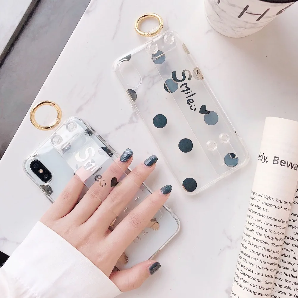 

Lovely Smile Phone Case For iPhone 8 7 6 6S Plus XR XS MAX X Cases Soft Silicone Wristband Kickstand Cover Coque For iPhone XR
