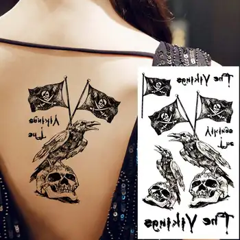 

1pcs Temporary Tattoo Birds Flag Pirates Skull Tattoo Sticker Body Art Women Men Tatoo