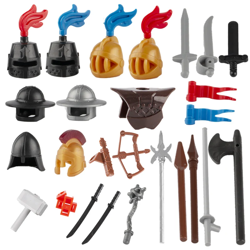 PICK YOUR WEAPON Cylindrical Helmet Medieval Knights Weapon Accessory Toys Gift 