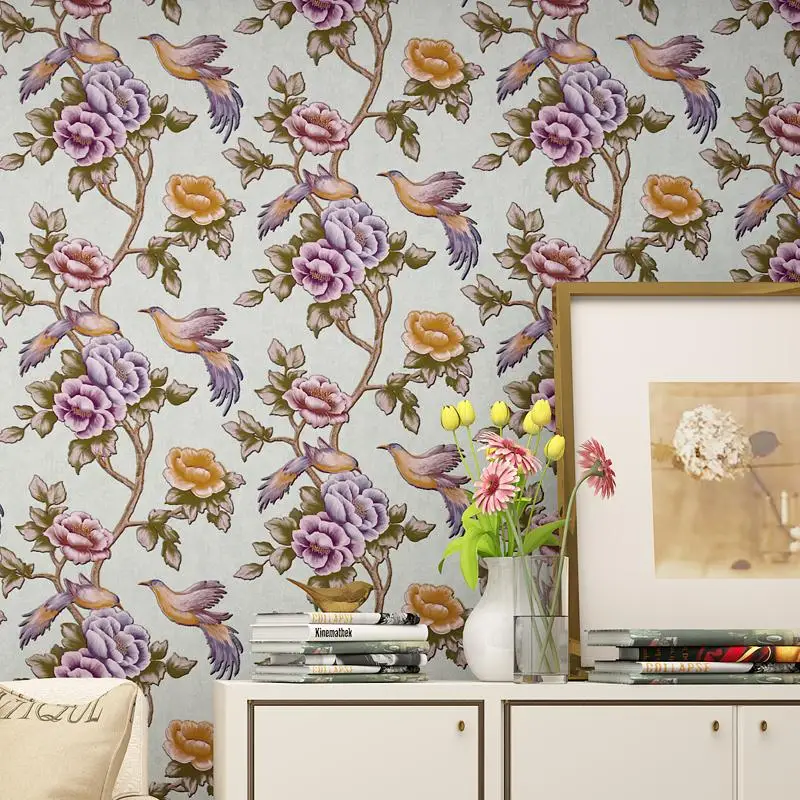 

Bacaz American Birds 3d Flower wallpaper for walls sofa tv background 3d wall paper Rolls 3d wallcoverings