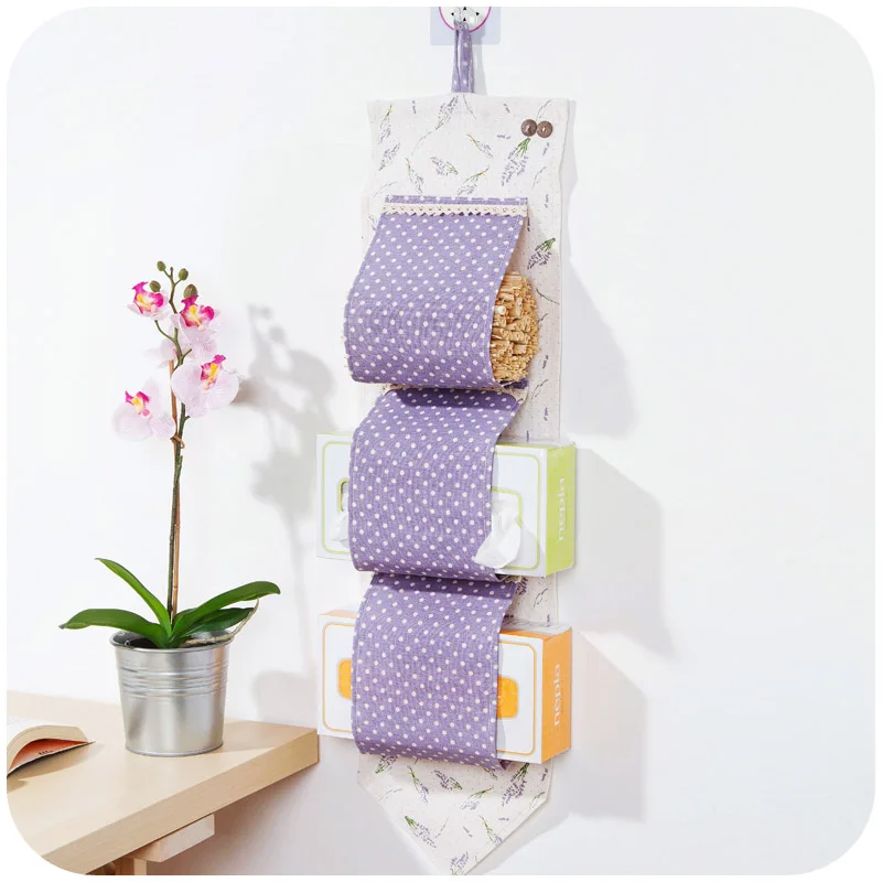 Lavender 3 Pockets Wall Closet Storage Bag Hanging Door Organizer