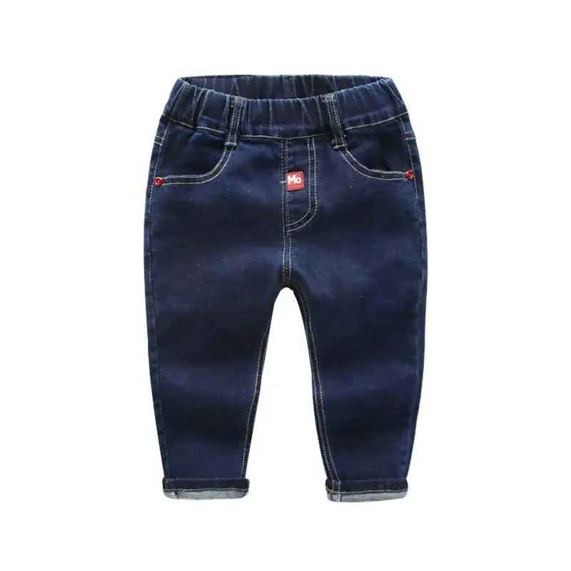 Джинсы для мальчиков, весна-осень, новые детские узкие брюки средней и маленькой длины с высокой талией - Цвет: Синий