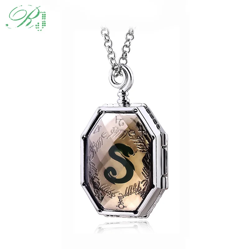 

RJ HP Slytherin Horcrux Locket Snake Necklaces Hogwarts Deathly Hallows Sort Hat Time Turner Diadem Owl Men Pendants Jewelry