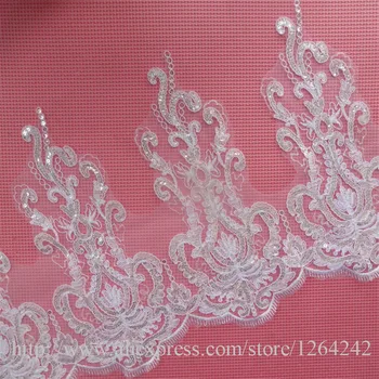 

Delicate 9meters 31cm Sequins White Fabric Flower Venise Venice Lace Trim Applique Sewing Craft for Wedding Dec. LW0023