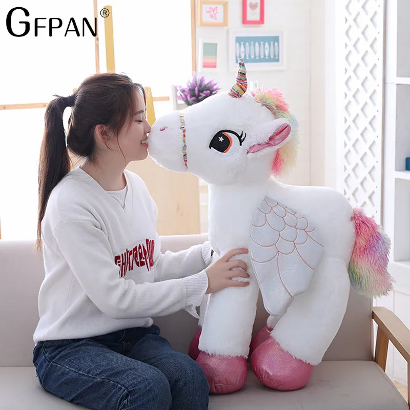 

Hot 50/60/90cm Kawaii Unicorn Plush Toys Giant Stuffed Animal Horse Toys for Children Soft Doll Home Decor Lover Birthday