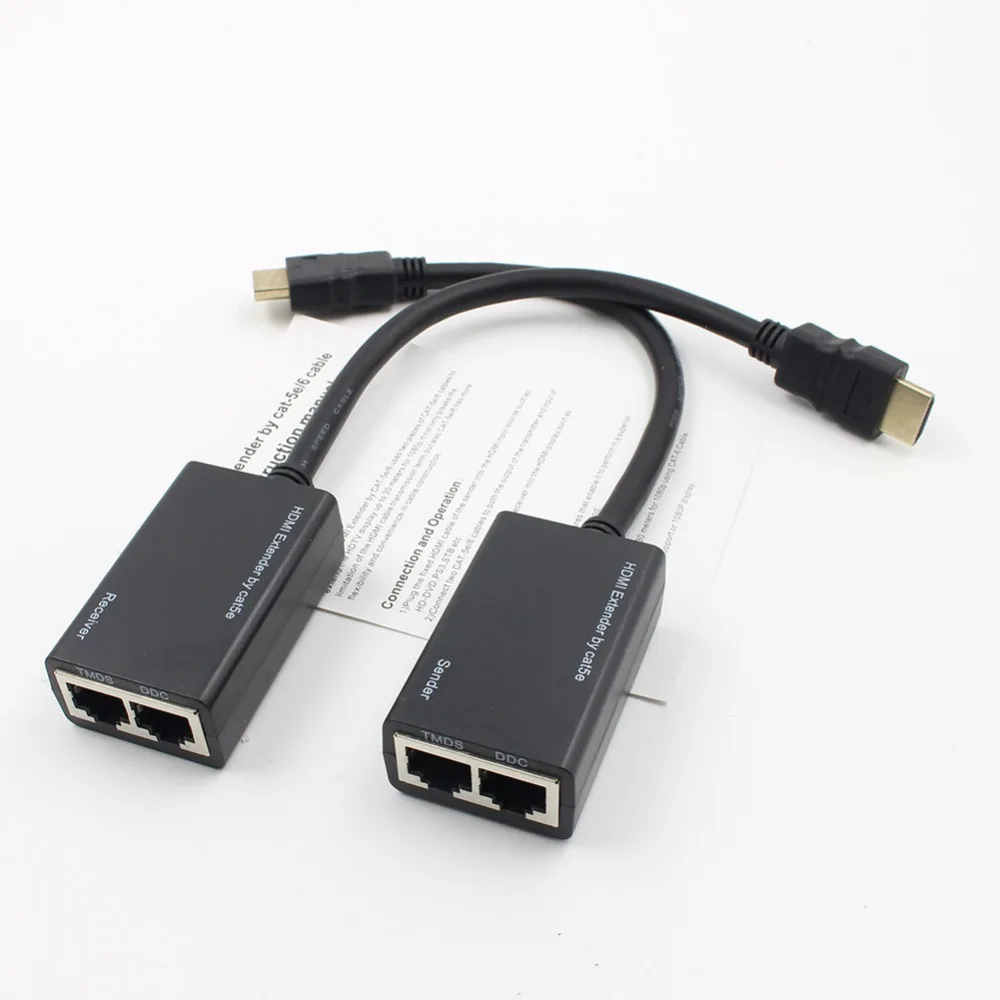 2 шт. HDMI по RJ45 CAT5e CAT6 LAN Ethernet балун Ретранслятор Extender до 100ft 1080 P кабель HDMI