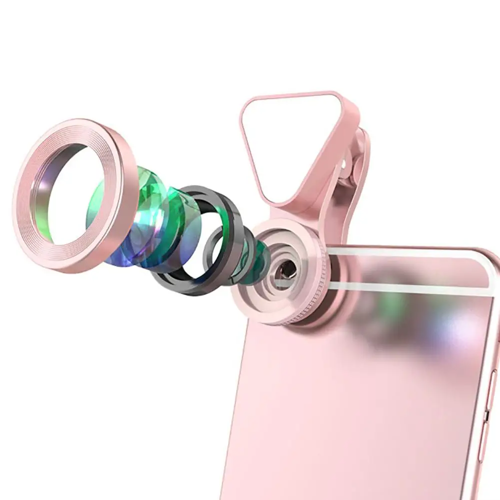 

3 in 1 Phone Camera Lens Kit Wide Angle Macro with Beauty New LED Flash Fill Light