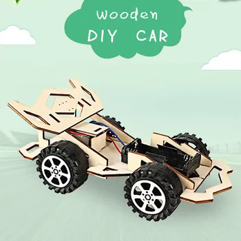 

New Wooden DIY Racing Car Model Kit Wood Kids Physical Science Experiments Toy Set Assembled Car Educational Toy Kids Gifts