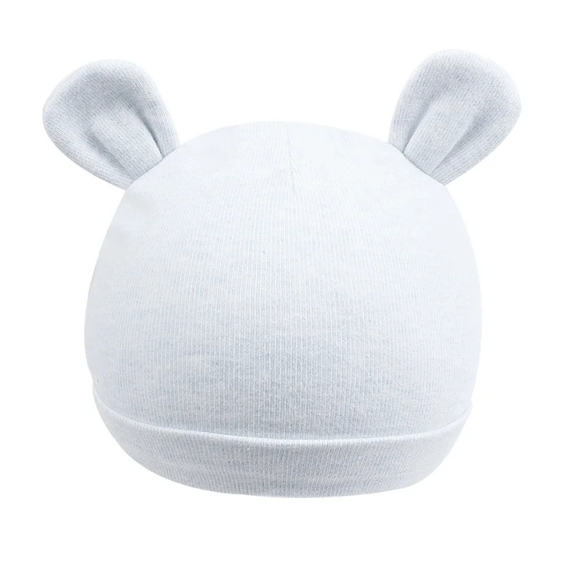 Cute Newborn Baby Beanie Hat Cotton Solid Newborn Boys Hat Bear Rabbit Ears Infant Girls Beanie Newborn Hat Spring Summer  (6)