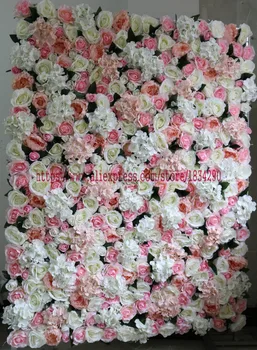 

Mixcolor 10PCS / lot Artificial silk Hydrangea Rose Peony with leaves flower wall Wedding background decoration flower runner
