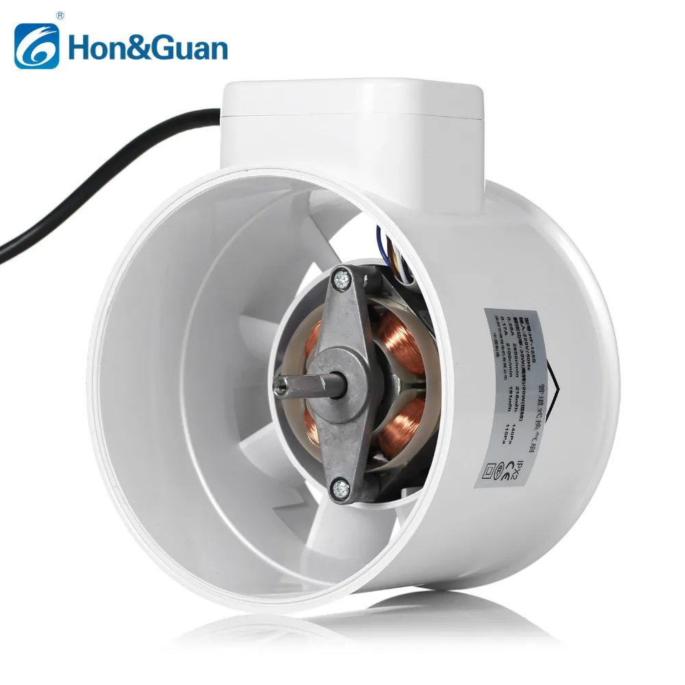 5'' 110V Silent Inline Duct Fan Exhaust Fan Hydroponic Air Blower Booster Fan for Home Bathroom Vent and Grow Room Ventilation