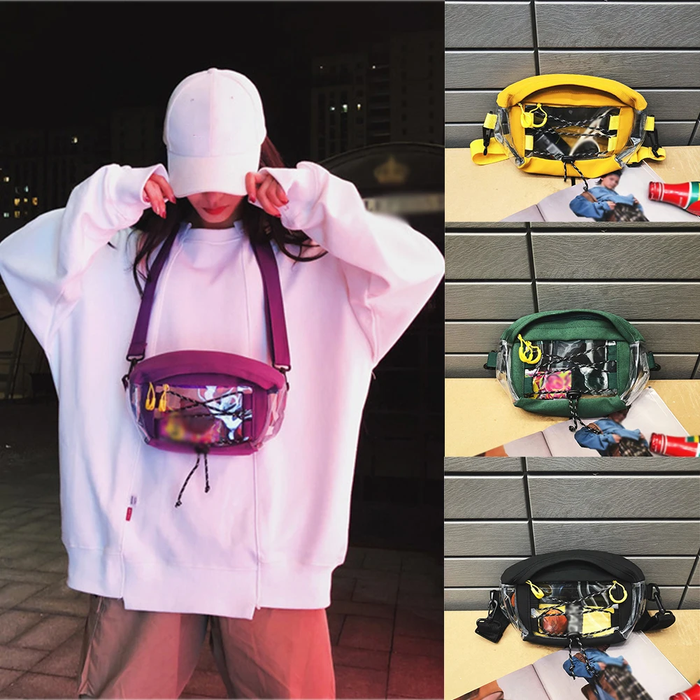 

1Pc Clear Pvc Transparent Belt Bag Unisex Hip-Hop Phone Solid Waist Bag Summer New Fashion Pillow Shaped 4 Colors Fanny Pack