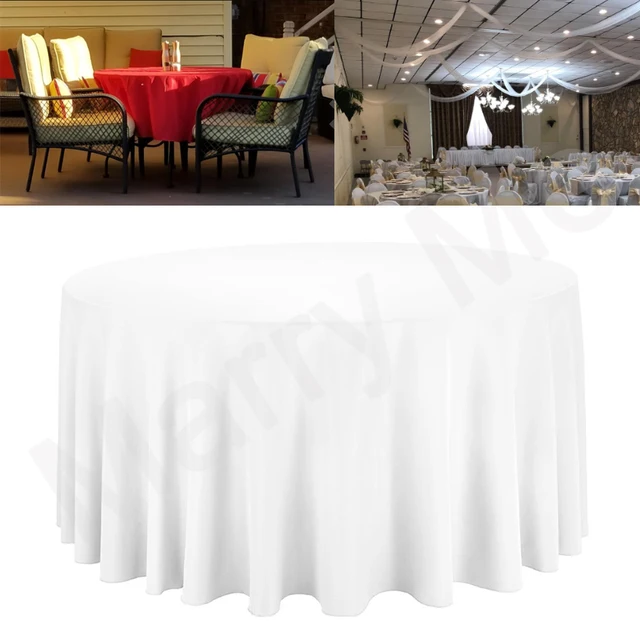 Us 26 58 70inch 90inch 108inch 120inch Red Polyester Fabric Solid Round White Table Cloth For Hotel Wedding Party Decoration Tablecloth In