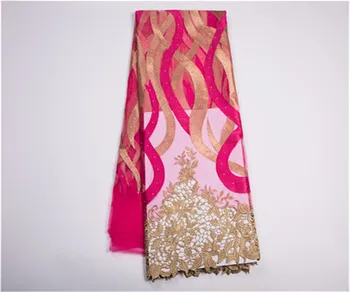 

African Gold Lines High Quality Swiss Net Lace,French Voile Guipure tulle mesh Lace Fabric For dress 5yd/lot Free ship 16.50