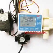 G3/" расход воды Управление ЖК-дисплей Дисплей+ потока Сенсор+ электромагнитный клапан+ Мощность адаптер