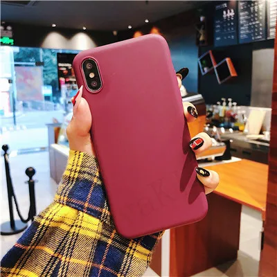 Luxury Thin Soft Color Phone Case For Iphone 7 8 6 6s Plus 5s Se Silicone Back  Capa For Iphone X Xs 11 Pro Max Xr 12 13 Cover Wine Red