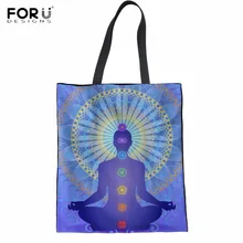 FORUDESIGNS/женские льняные хозяйственные сумки-тоут, модная чакра с цветочным узором для девочек, Эко сумки, повседневные многоразовые большие чистые тканевые сумки