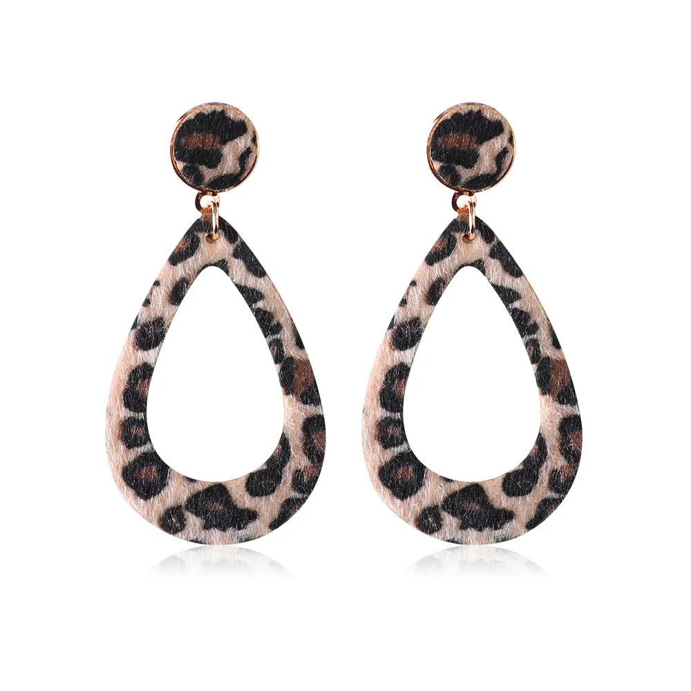 

New Khaki Leopard Water Drop Geometric Dangle Long Earrings For Women Trend Jewelry Party Girl's Gifts Oorbellen Earrings Gifts