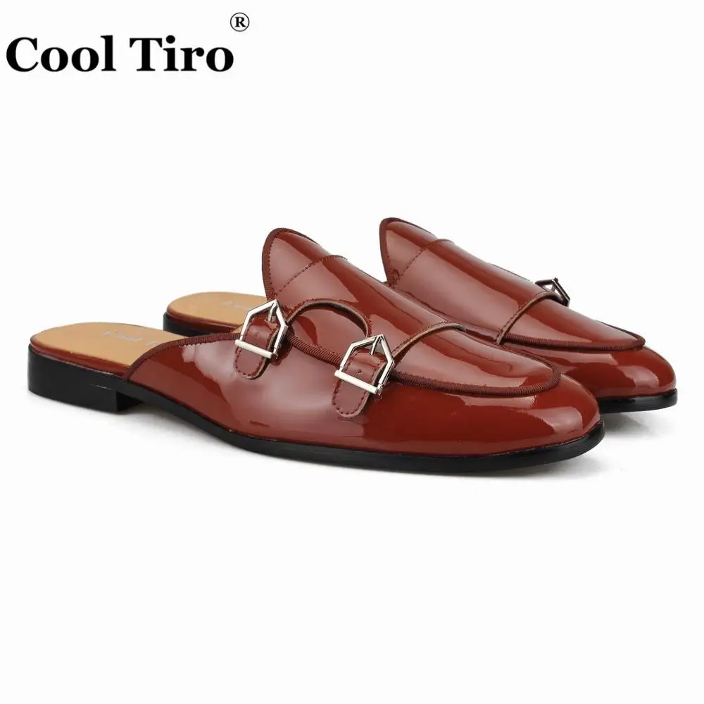 brown patent leather men slippers (8)