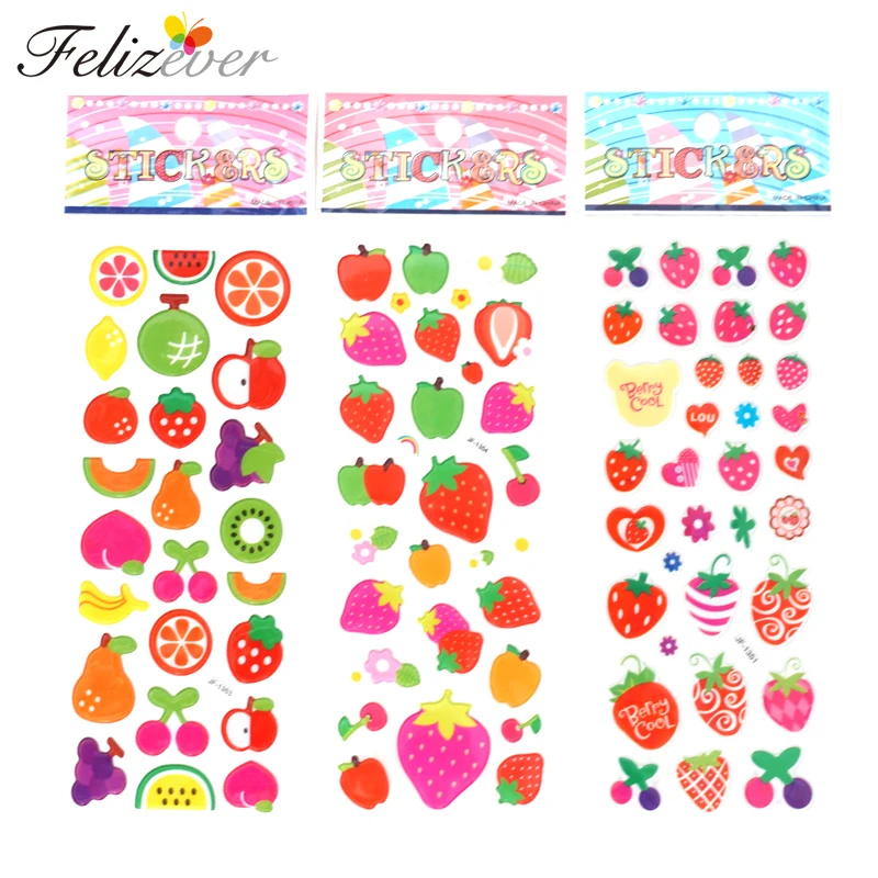 24 Sheets Kids Cartoon Novelty 3D Reusable Puffy Stickers for Girl Kids Party Supplies Birthday Party Favors Treat Bag Fillers