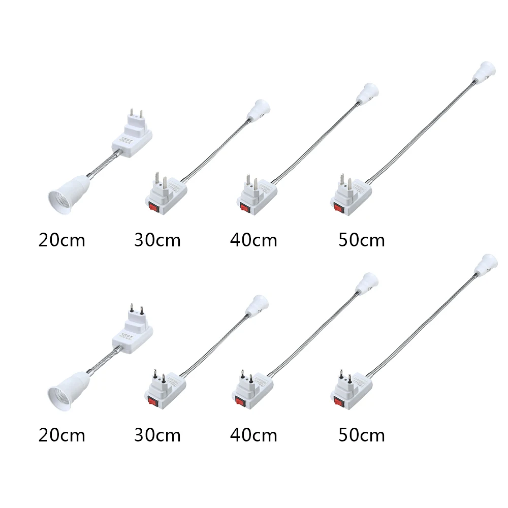

1pc E27 Light Bulb Socket Connect Adapter Extension Converter Wall Base Holder Screw Socket US / EU Plug 20CM-50CM Lamp Bulb bpt