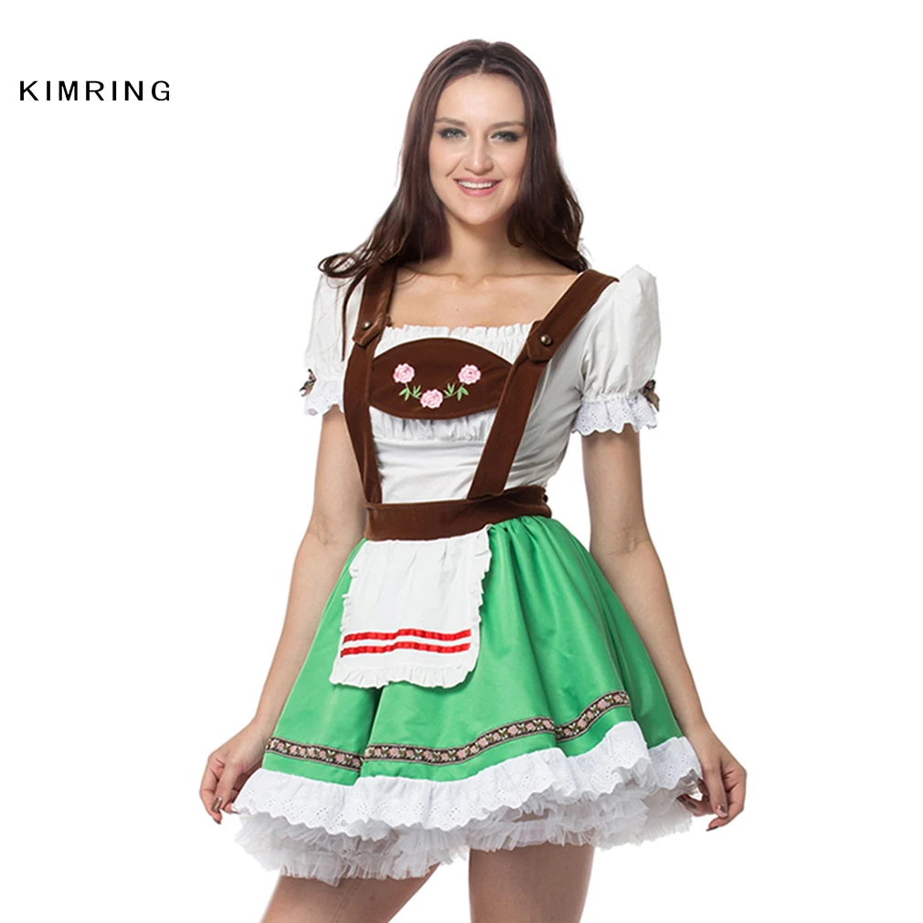 Kimring Sexy German Oktoberfest Beer Wench Costume Halloween Costume For Women Adult Clubwear 