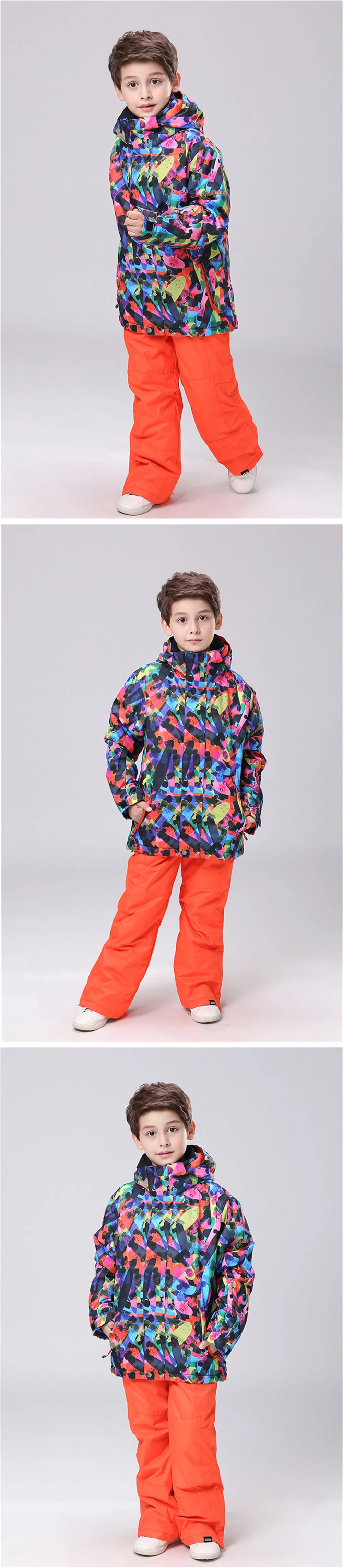 Gsou зимняя Лыжная куртка для мальчиков, водонепроницаемая Теплая Лыжная куртка для сноуборда, уличная лыжная одежда, ветрозащитная