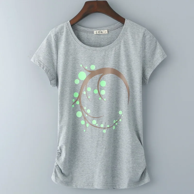 

Plus Size Summer Middle-Aged Women's Cotton Short Sleeve T-Shirt Slim Print o-neck tops Casual T-Shirt Female 2019 Fashion