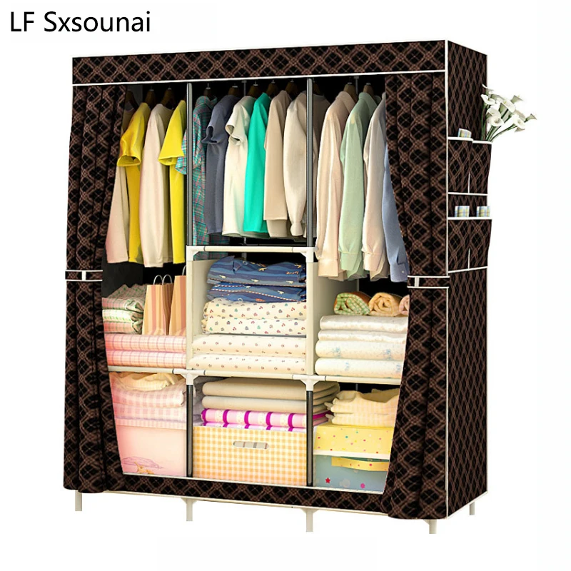 LF Sxsounai Nonwoven Multifunction Wardrobe font b Closet b font Furniture Fabric Large Wardrobe Portable Folding