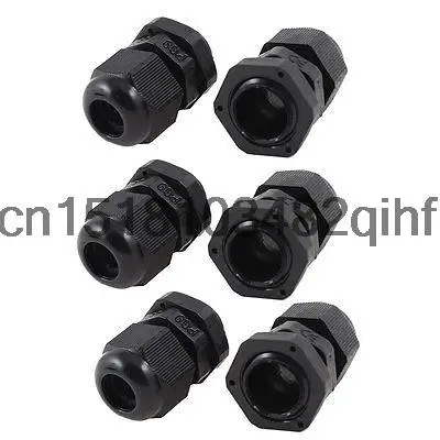 

6 Pieces Black Plastic Waterproof Cable Gland Connector Locknut PG9