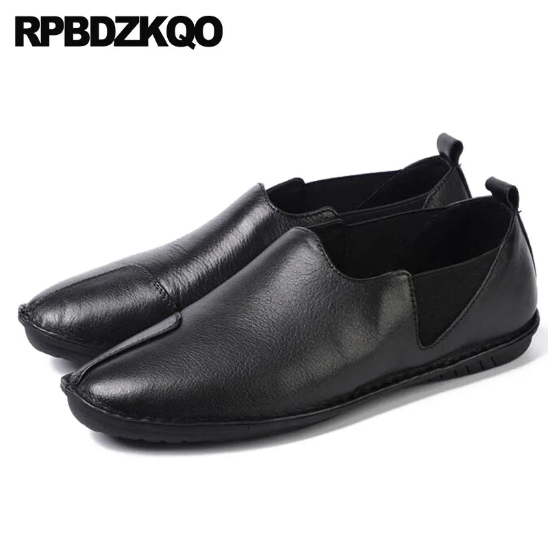 Couro branco Real Condução Pele Preto Deslizamento Preto De Alta Em Sapatos Vaca Luxo Qualidade Homens Casual Conforto Marca 2018 Designer Genuíno Flats 871cAqA