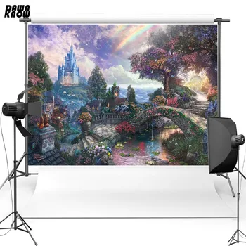 

DAWNKNOW Cartoon Vinyl Photography Background For Baby Castle Polyester Backdrops For Children Photo Studio Props G054