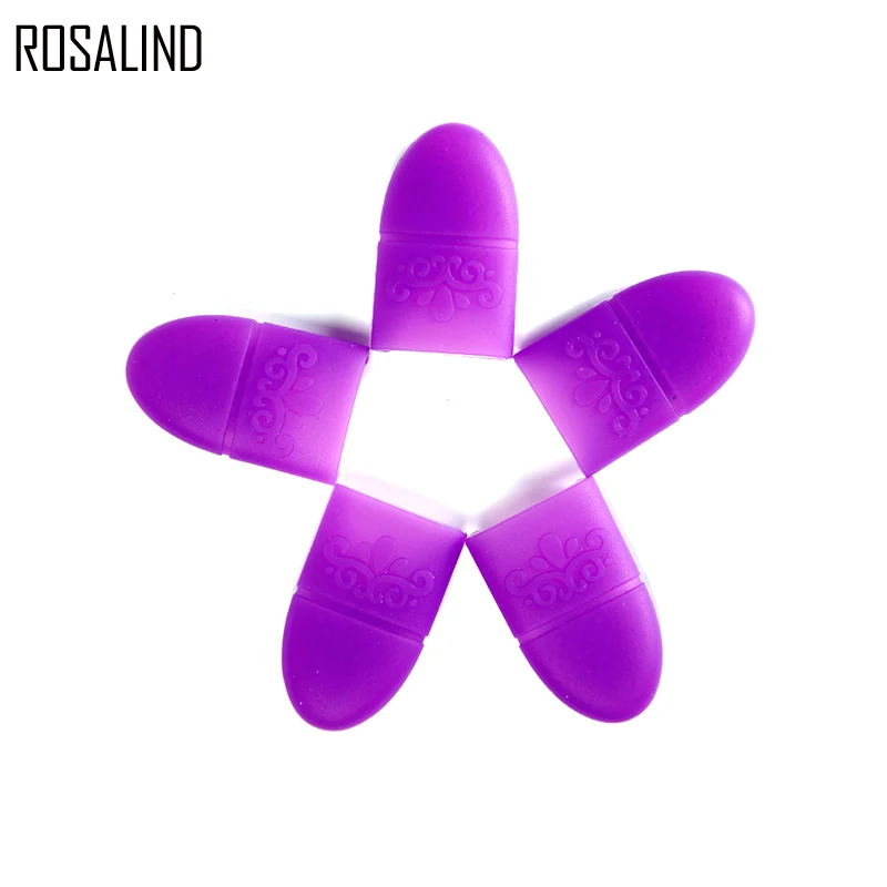 ROSALIND 5 шт./компл. инструмент для очистки лака УФ Гель-лак для полировки для удаления обертывания резиновые шапочки Клип Маникюр цветной дизайн ногтей советы