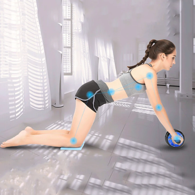 Double-Wheel Ab Abdominal wheel Sports No Noise coaster AB Roller Exercise Fitness training power Equipment Workout GYM with mat