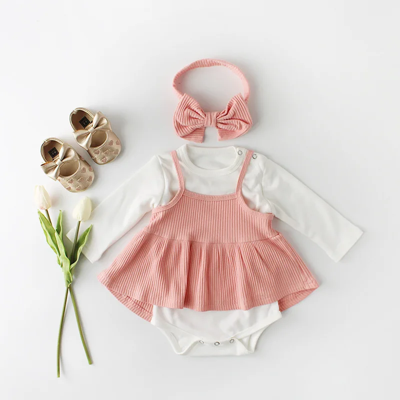 Baby Girl Clothes2019 Spring Baby Clothes Solid Color One Piece Dress