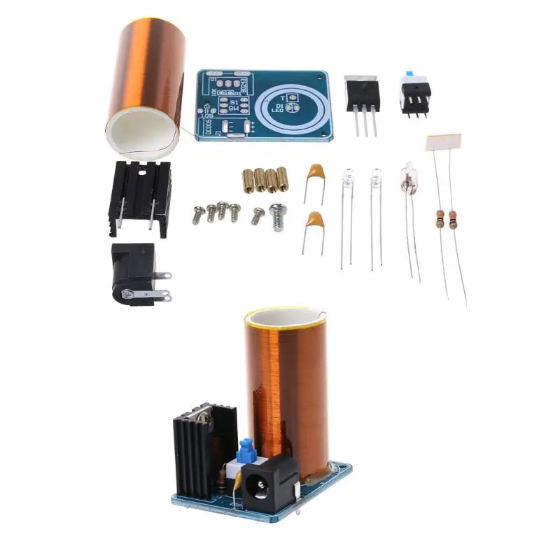 

9-12V BD243 Mini Tesla Coil Kit Electronics DIY Parts Wireless Transmission DIY Board Set