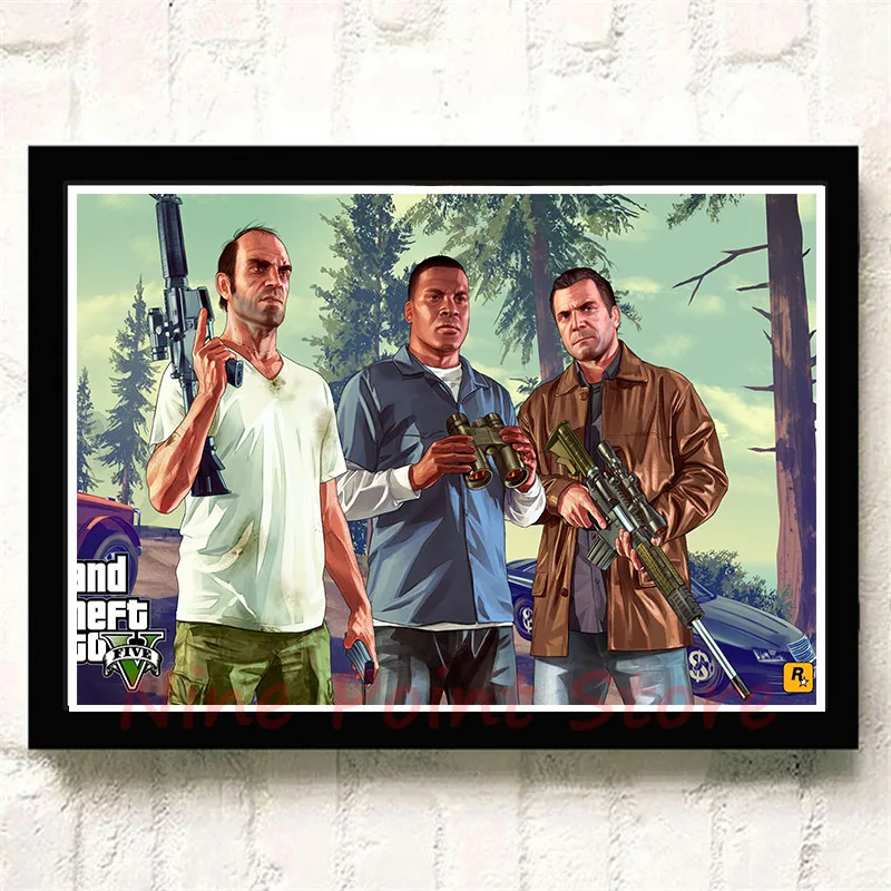 GTA Grand Theft Auto San Andreas бумага с покрытием Плакат Бар Кафе гостиная столовая стены бескаркасные - Цвет: Темный хаки