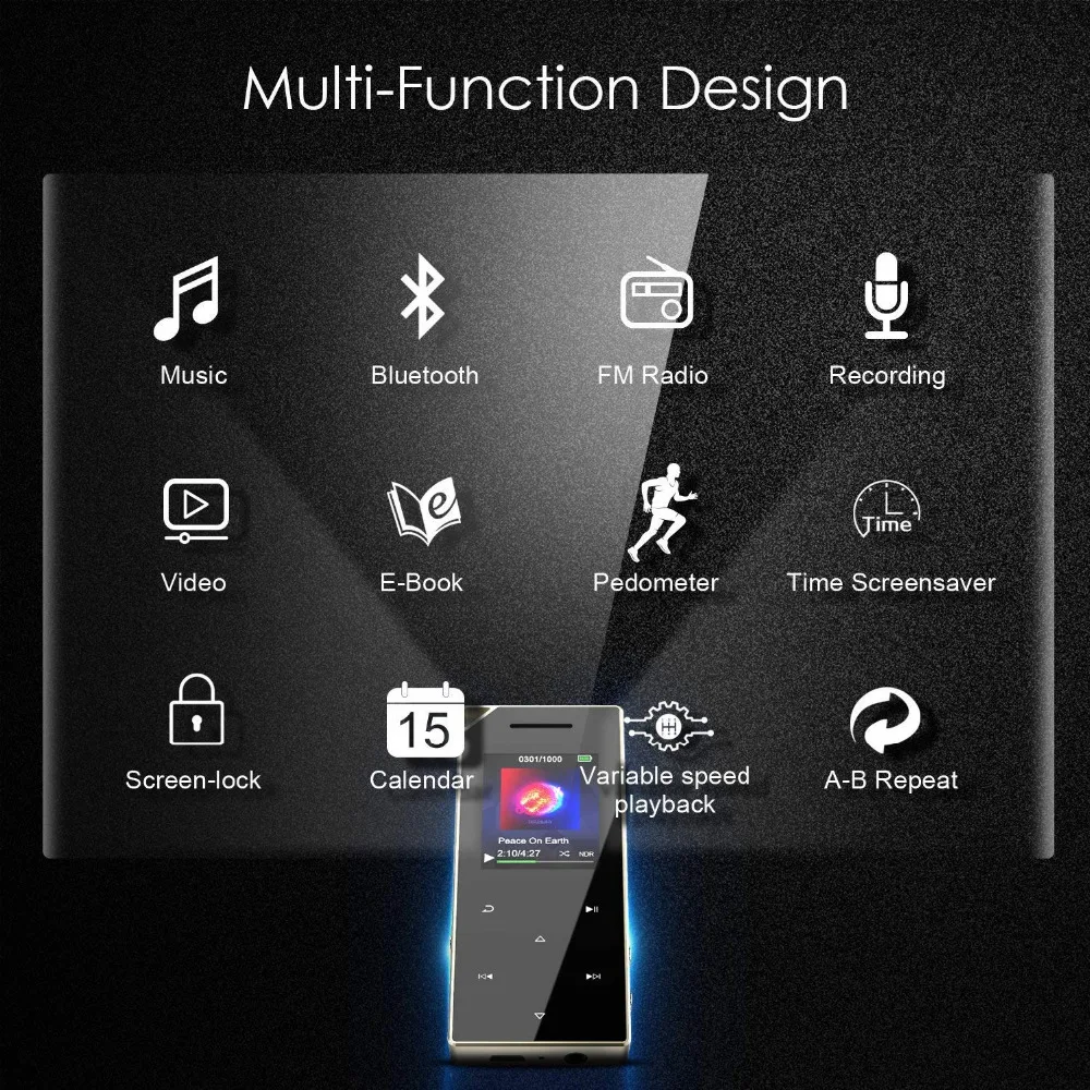 Металлический mp3 плеер с bluetooth 4 0 и динамиком 1.8in экран 8G портативный цифровой