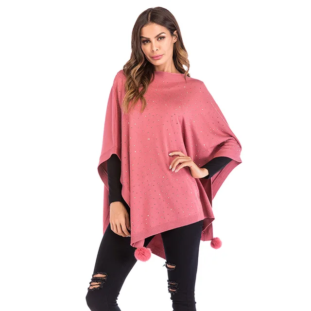 Disc Women Autumn Spring Cape Coat Warm Windproof Pullover Streetwear Girl Women Female Ponchoes Sparkling Batwing Cloak Capes 2018