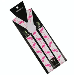 HUOBAO High Quality Pink Flamingo Print Men Women Clip-on Suspenders Elastic Y-Shape Adjustable Male Ladies Braces HUOBAO High Quality Pink Flamingo Print Men Women Clip-on Suspenders Elastic Y-Shape Adjustable Male Ladies Braces