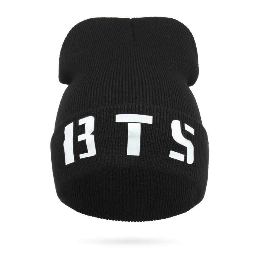 

2017 New Hats For Women Bts Bangtan Boys Letter  Hip Hop Men Casual Winter Warm Elastic Gorro Women's Hats Beanies #CAP6A83