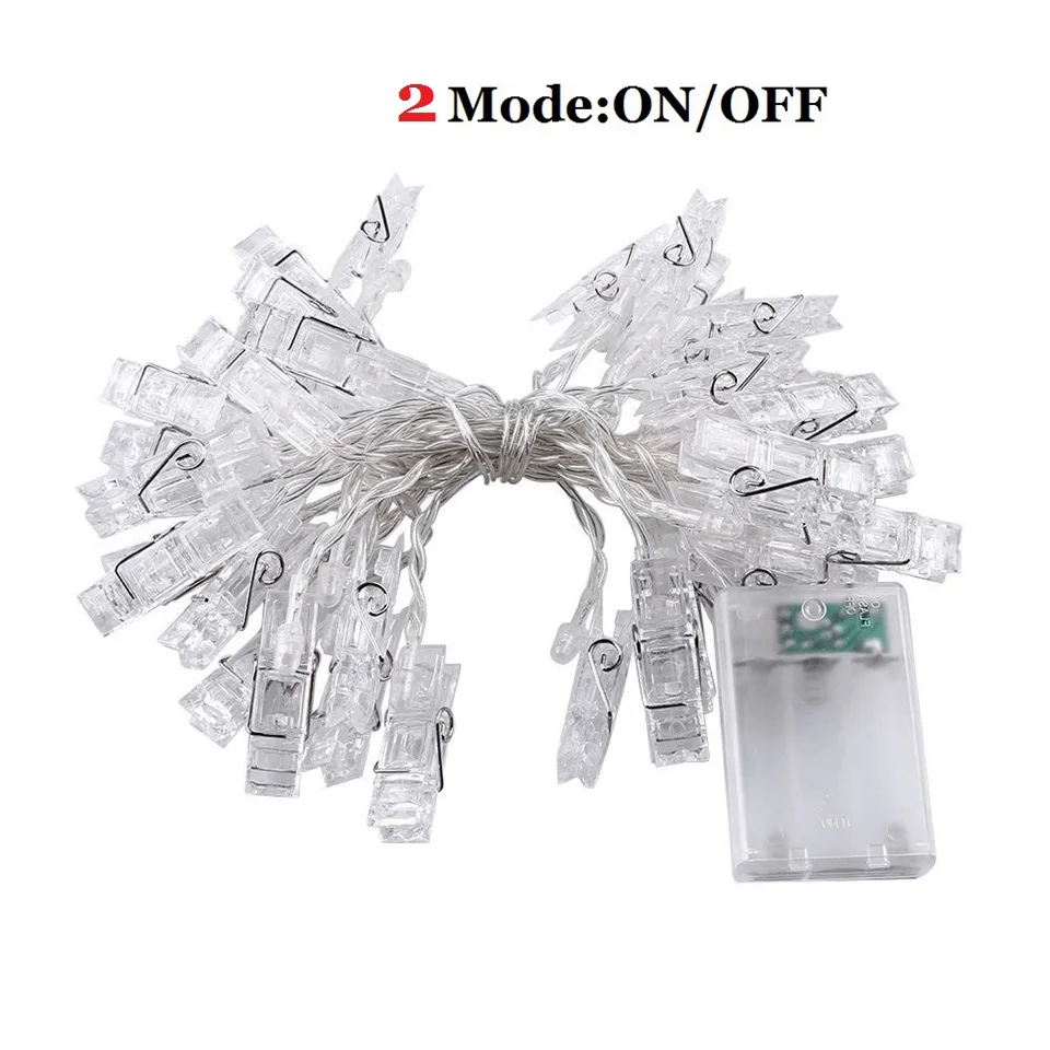 2M 4M Garland Card Photo Clip String Light Led Fairy Lights Wedding Xmas Bedroom DIY Clothespin Shape AA Battery Christmas Lamps