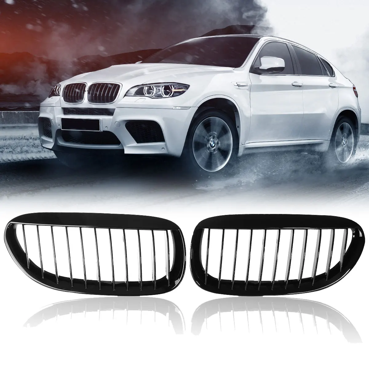

High quality Pair Gloss Black Front Grilles Right and Left for BMW E63/E64 M6 650Ci 645Ci 2005-2010