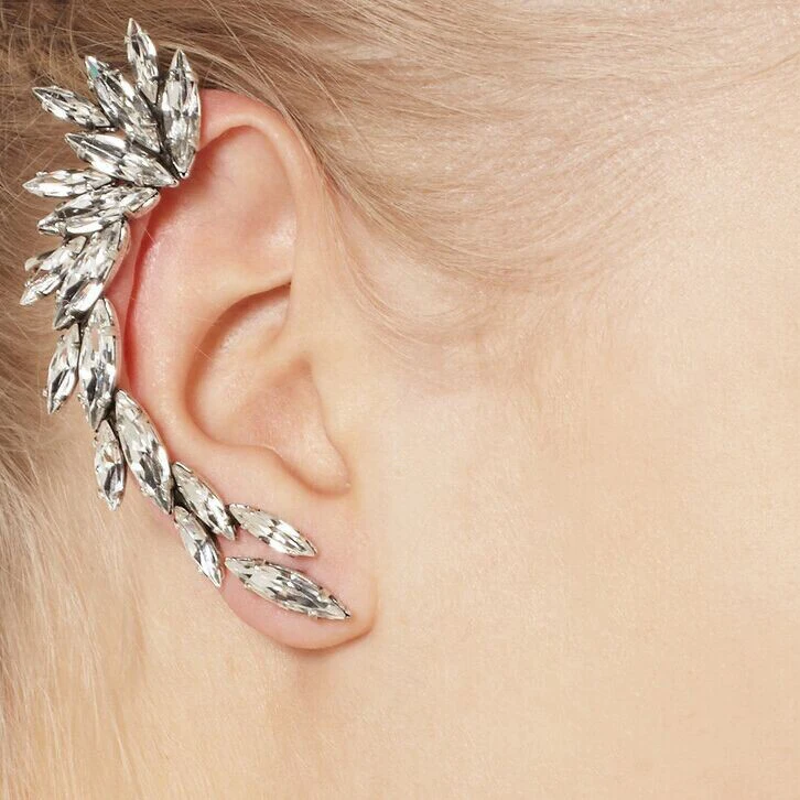 1 шт. женские очаровательные серебряные сережки-каффы с кристаллами в форме полумесяца, стразы, 5E321