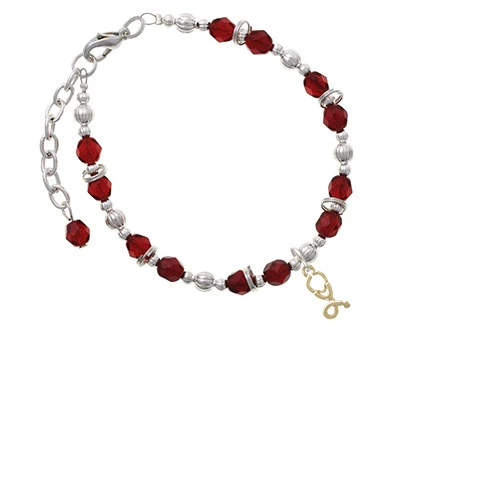 Goldtone Stethoscope Maroon Beaded Bracelet