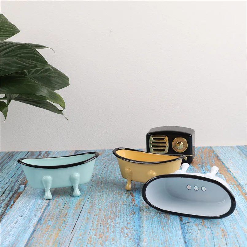 

Leaking hole enamel soap box Bathtub style soap dish Porcelain enameled drain soap box exported quality