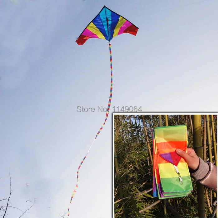 free shipping high quality 2pcs/lot 15m rainbow kite tails ripstop